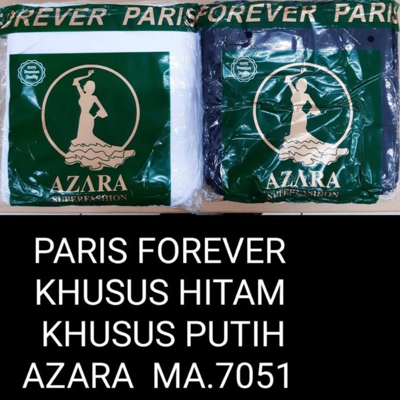 Terlaris ~ISI 10 PCS Jilbab Kerudung Segiempat AZARA PARIS FOREVER POLOS KHUSUS HITAM PUTIH MA7051 M