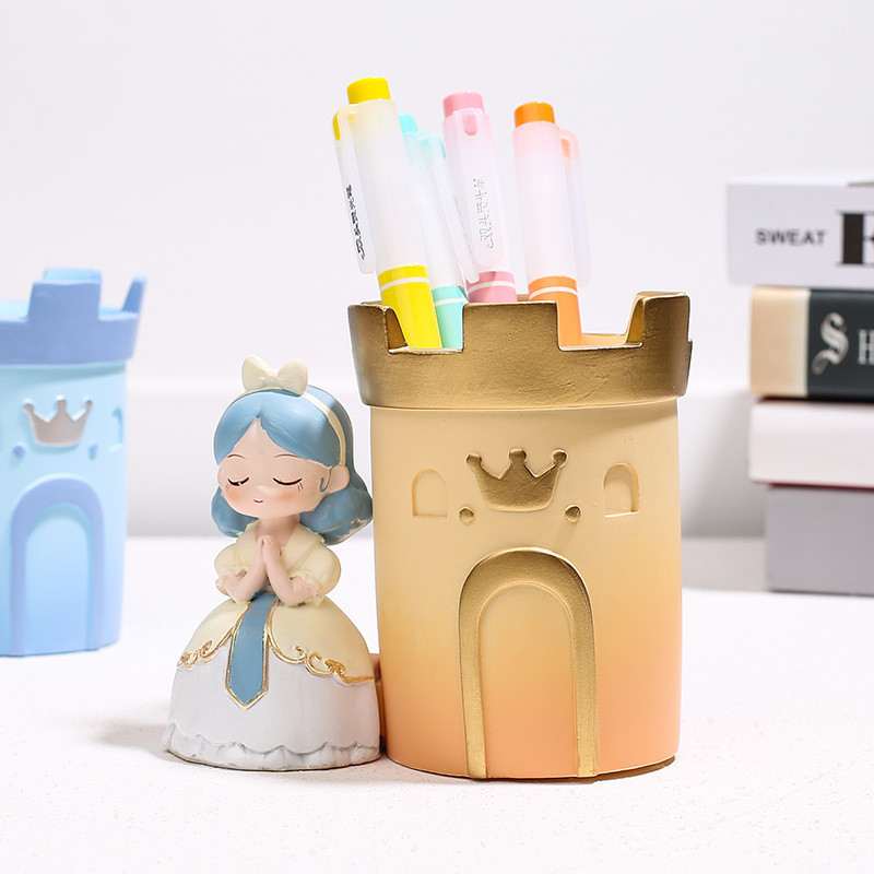 Tempat pena kastil pangeran putri dongeng/hadiah liburan pasangan anak laki-laki perempuan/ornamen k