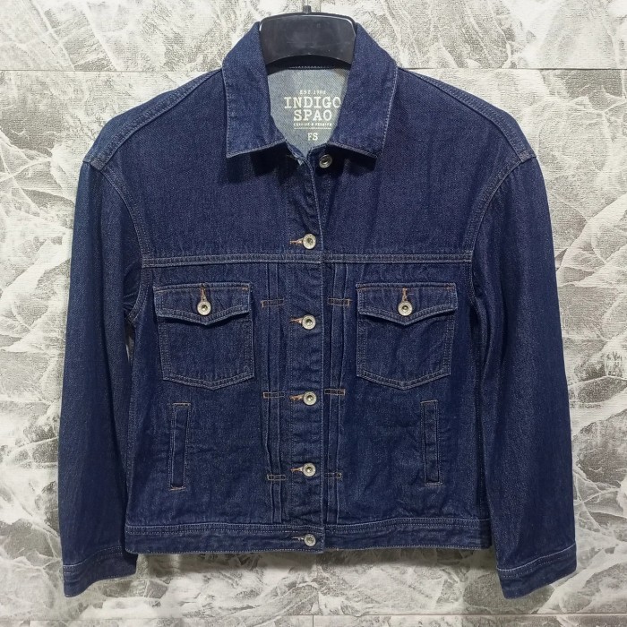 jaket jeans pria INDIGO SPAO sz M blue polos