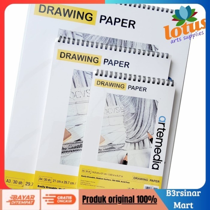 

[KUALITAS TERBAIK] Artemedia Drawing Paper Book A4 Wirebound Sketchbook 150gsm 30Sheets