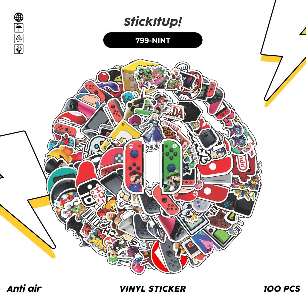 

COD✨ 100 Pcs Stiker Pack Game Nintendo Switch Lucu Aesthetic Vynil Waterproof untuk Freebies Sticker Buku Journal Casing HP Laptop