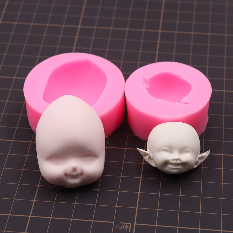 Super light clay soft ttery fondant silicone face mold diy elf doll face face mold cute baby face mo