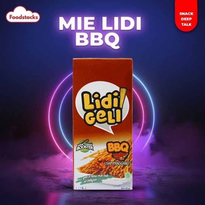 

TERMURAH Mie Lidi Geli Rasa BBQ 90gr Snack Kekinian