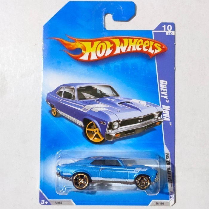 Hotwheels Chevy Nova biru Faster Than Ever