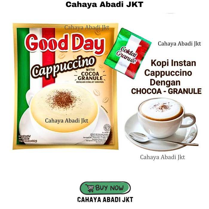 

Kopi Good Day Cappuccino 25gr / Good Day Cappuccino With Cocoa Granule