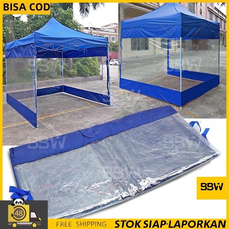 Dinding tenda , Tutup samping tenda , Tirai ukuran Mika/Dinding Mika Tenda Lipat/Dinding Polos Tenda