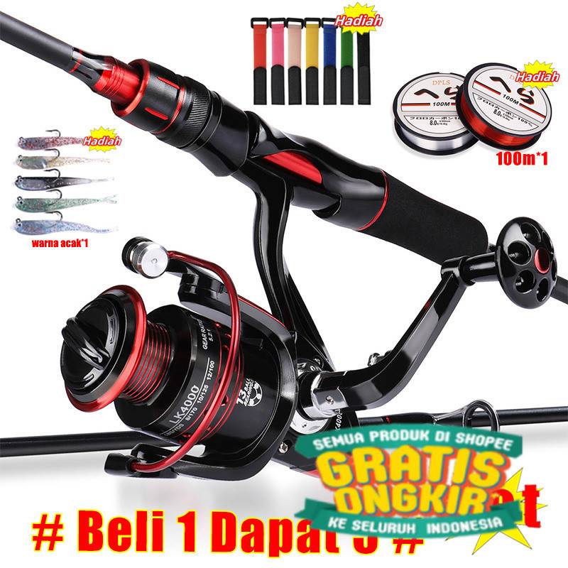 【#Beli 1 Dapat 5#】Sougayilang joran pancing 1.8m/2.1m 2 bagian pancing reel 2000 3000 4000 5000 6000