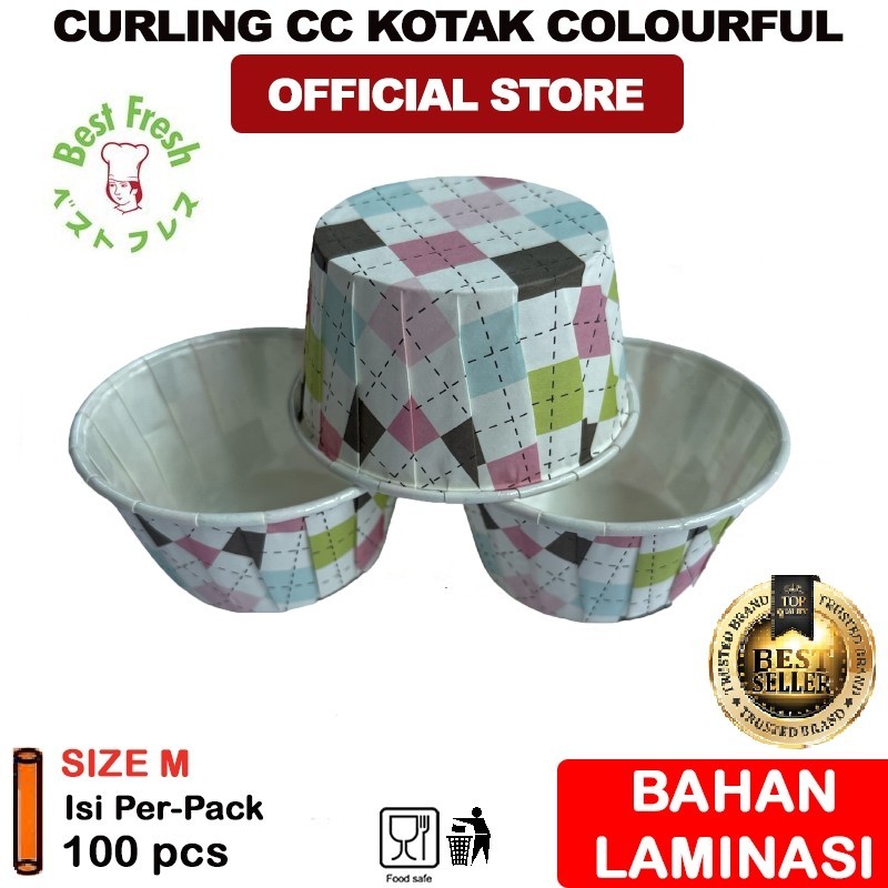 Paper Cup Cake/Muffin Cup Curling MEDIUM 100 pcs KOTAK COLOURFUL