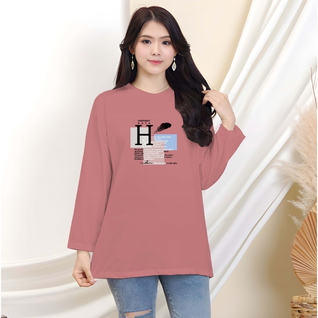 Kaos Oversize WanitA Panjang/ Kaos Distro Wanita Panjang / Kaos Streetwear Oversize Lengan Panjang