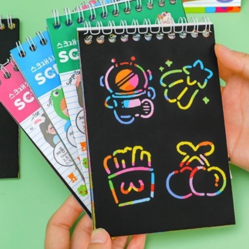 

Scratch Note Magic / Buku Gambar Gores Magic 14x10cm / Buku Mini Gores Magic