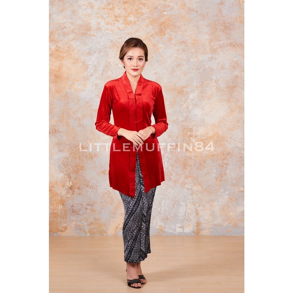 Atasan KEBAYA BLUDRU POLOS KARTINI ( TUNIK ) STANDART DAN JUMBO PANJANG