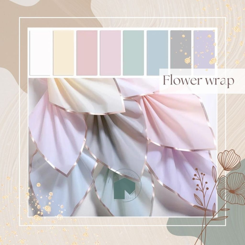 

Kertas bunga flower wrap list gold PP line emas wrapping paper cellophane buket florist rangkaian Impor