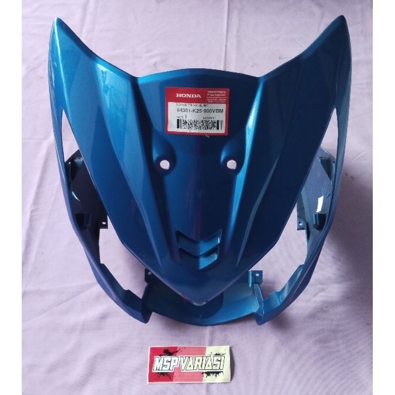 original 64301 K25 900VBM Cover FR. COVER lampu. Panel Besar Honda Beat Fi Lama Biru