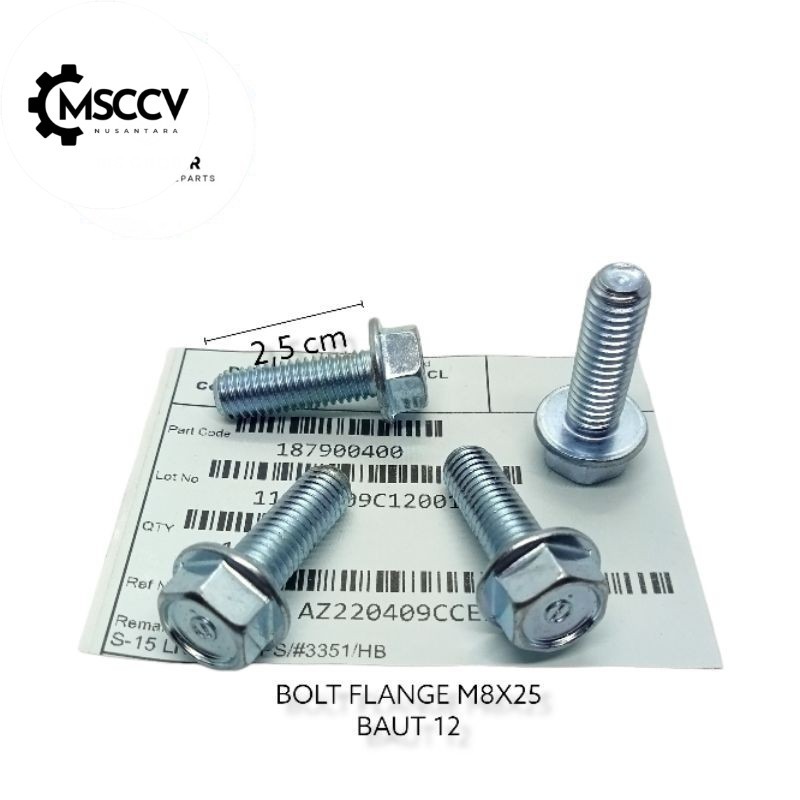 BAUT FLANGE ORIGINAL M8×25 KUNCI 12 BAJA KARBON