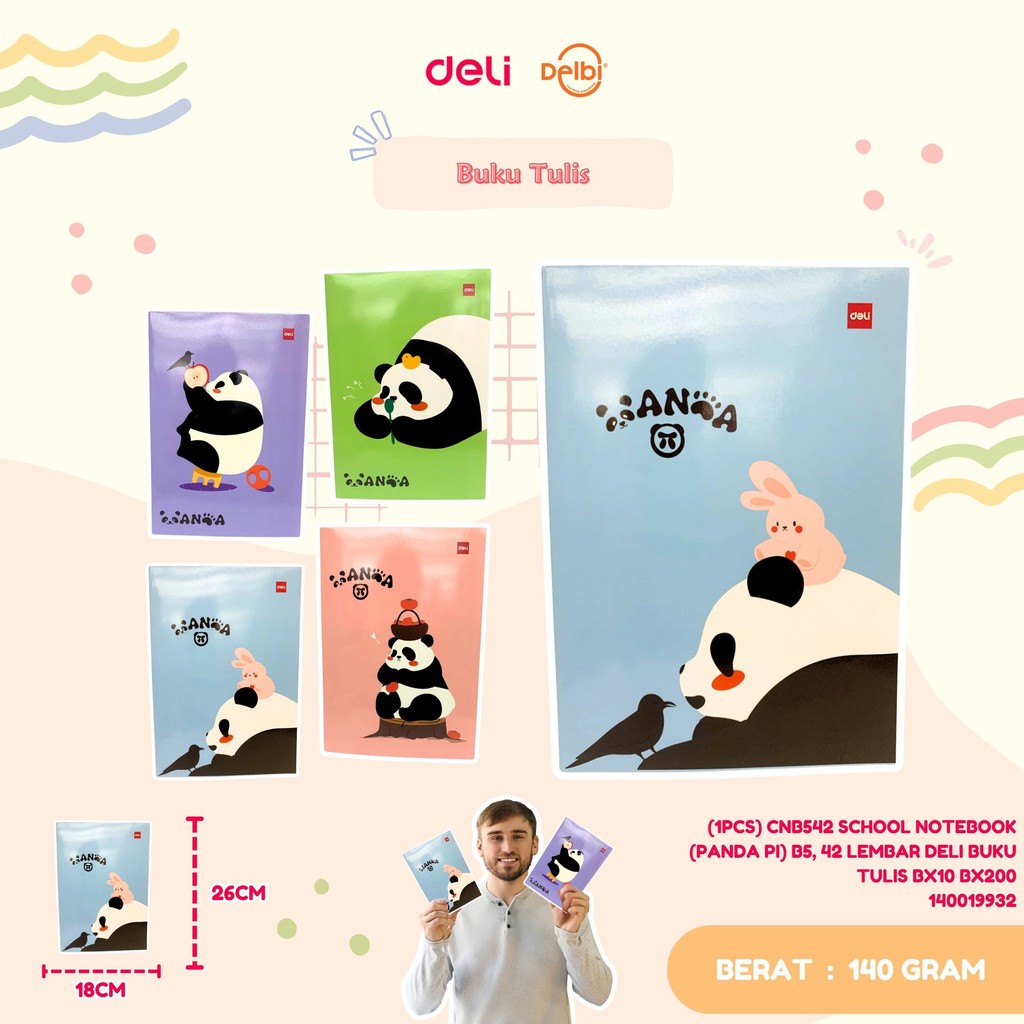 

(1PCS) CNB542 SCHOOL NOTEBOOK (PANDA PI, THE LITTLE PET & TMORRY FAMILY) B5, 42 LEMBAR DELI BUKU TULIS