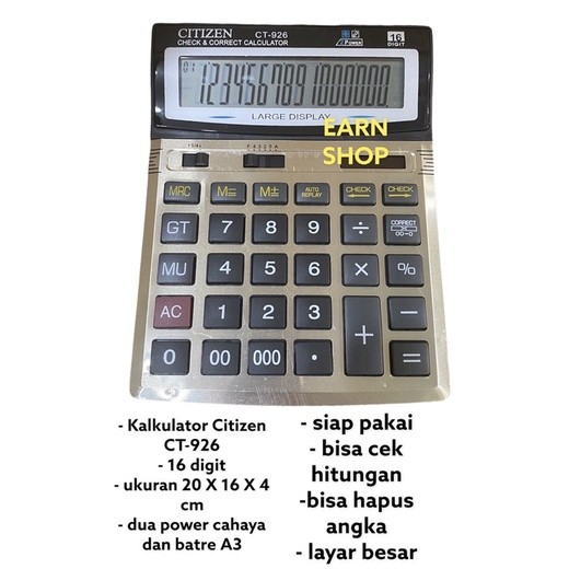 

Kalkulator Citizen BESAR CT 926 16 Digit - Kalkulator Dagang Warung Besar / Kalkulator MURAH GROSIR