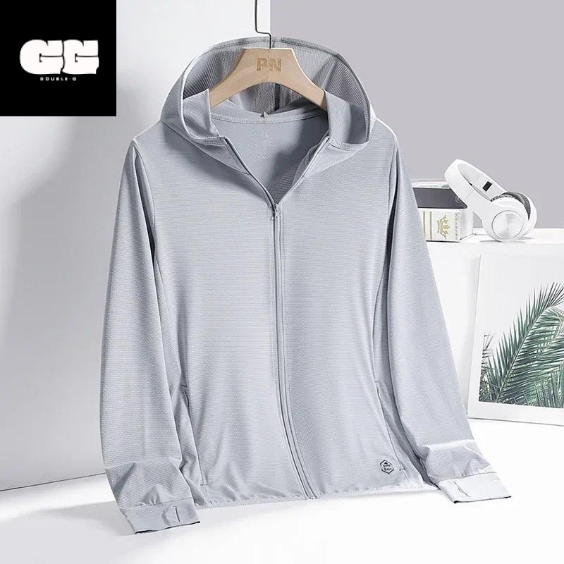 Double-G Quinn Jaket Anti UV Pakaian Olahraga Pria/Cowok Bahan Nyaman Cepat Kering