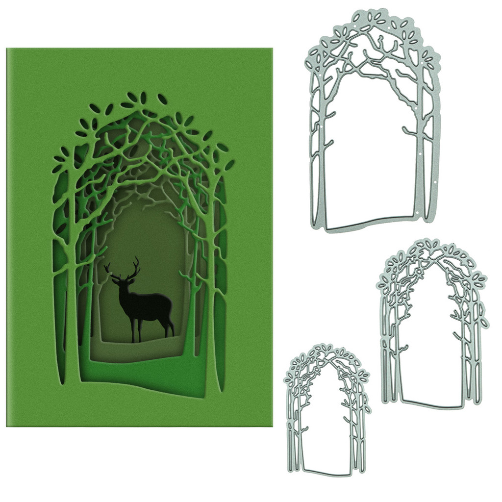 

Layered Tree Forest Path Entrance Metal Cutting Dies Scrapbooking 3D Clip Art Greeting Card Postcard Cover Decorating Punch Die