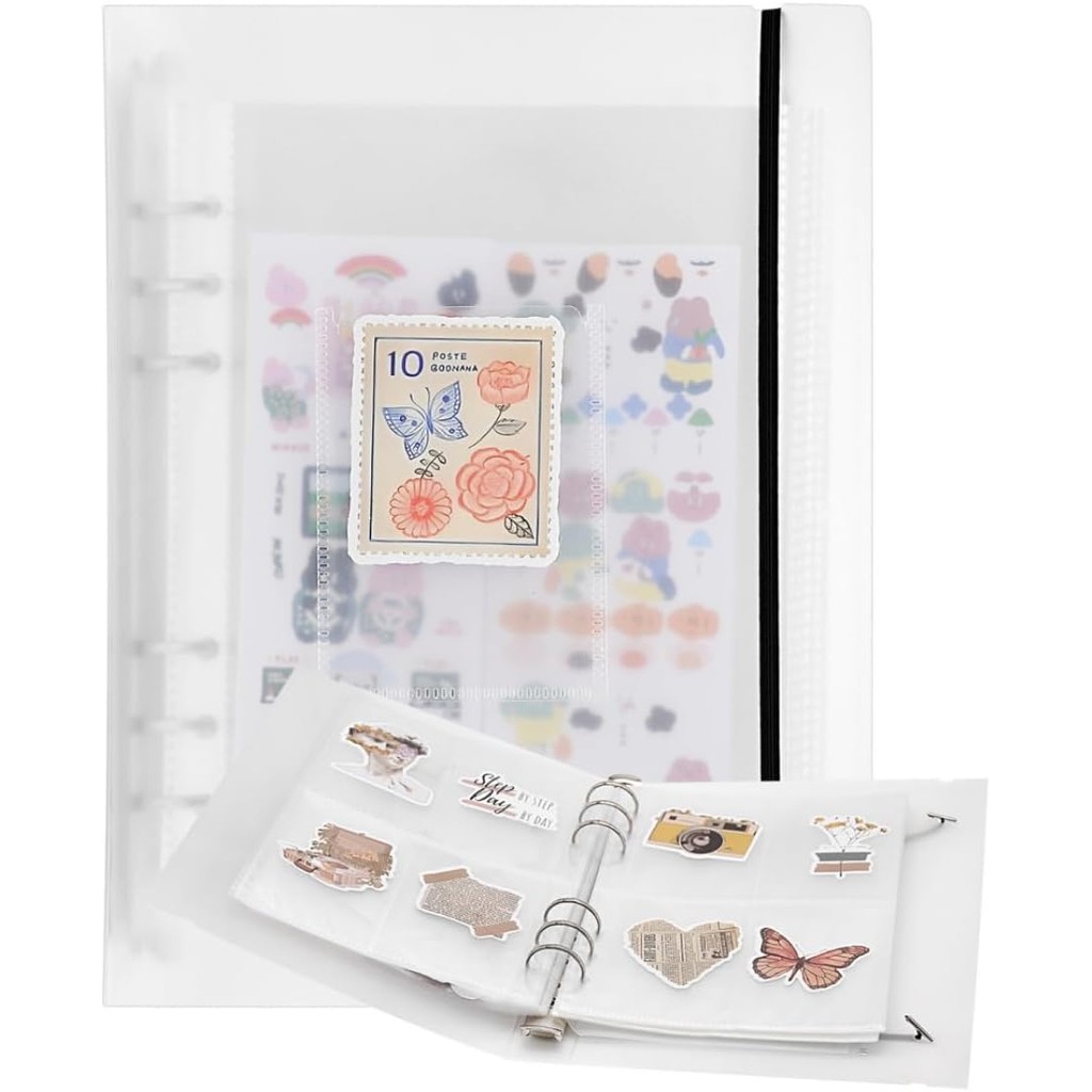 

A5 Sticker Storage Binder Album with 10pcs Binder sleeves Organization Collecting Book for planner game cards recipts
