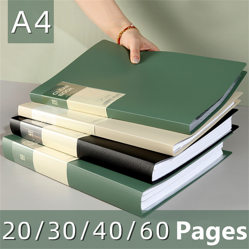 

A4 File Folder Display Book 20/30/40/60 Pages Transparent Insert Paper Document Organizer Bag Office School Supplies Stationery