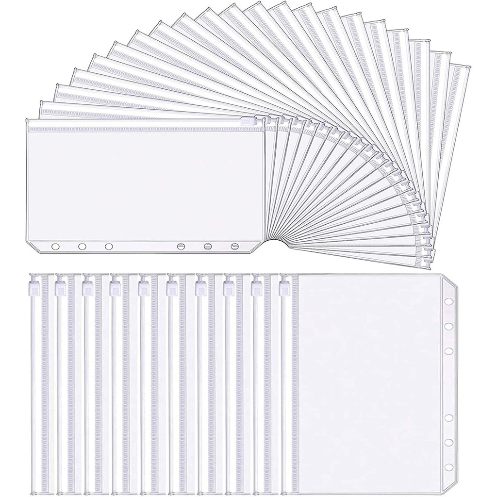 

Binder Pockets A5 A6 A7 6 Holes Zipper Binder Pouch Folders 6-Ring Notebook Loose Leaf Bags Waterproof PVC Document Filing Bags