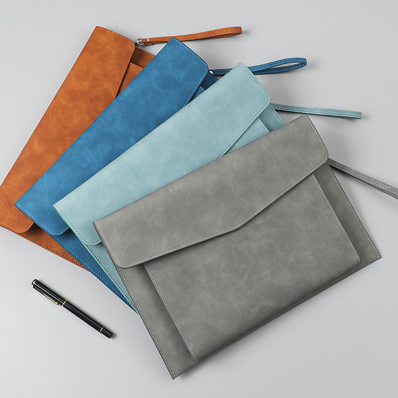 

A4 Leather File Bag Large-capacity Storage Business Office Data Document Bag Folder Bag Organizer School Office Supplies