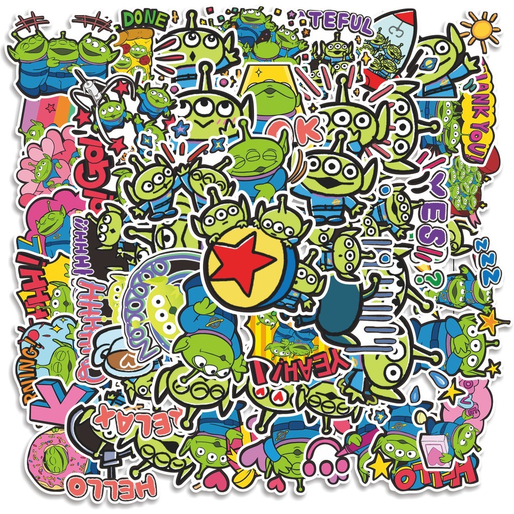 

COD 50 Pcs Stiker Green Alien Cartoon V1 Lucu Anti Air Untuk Dekorasi Notebook Sepeda Skateboard Handphone