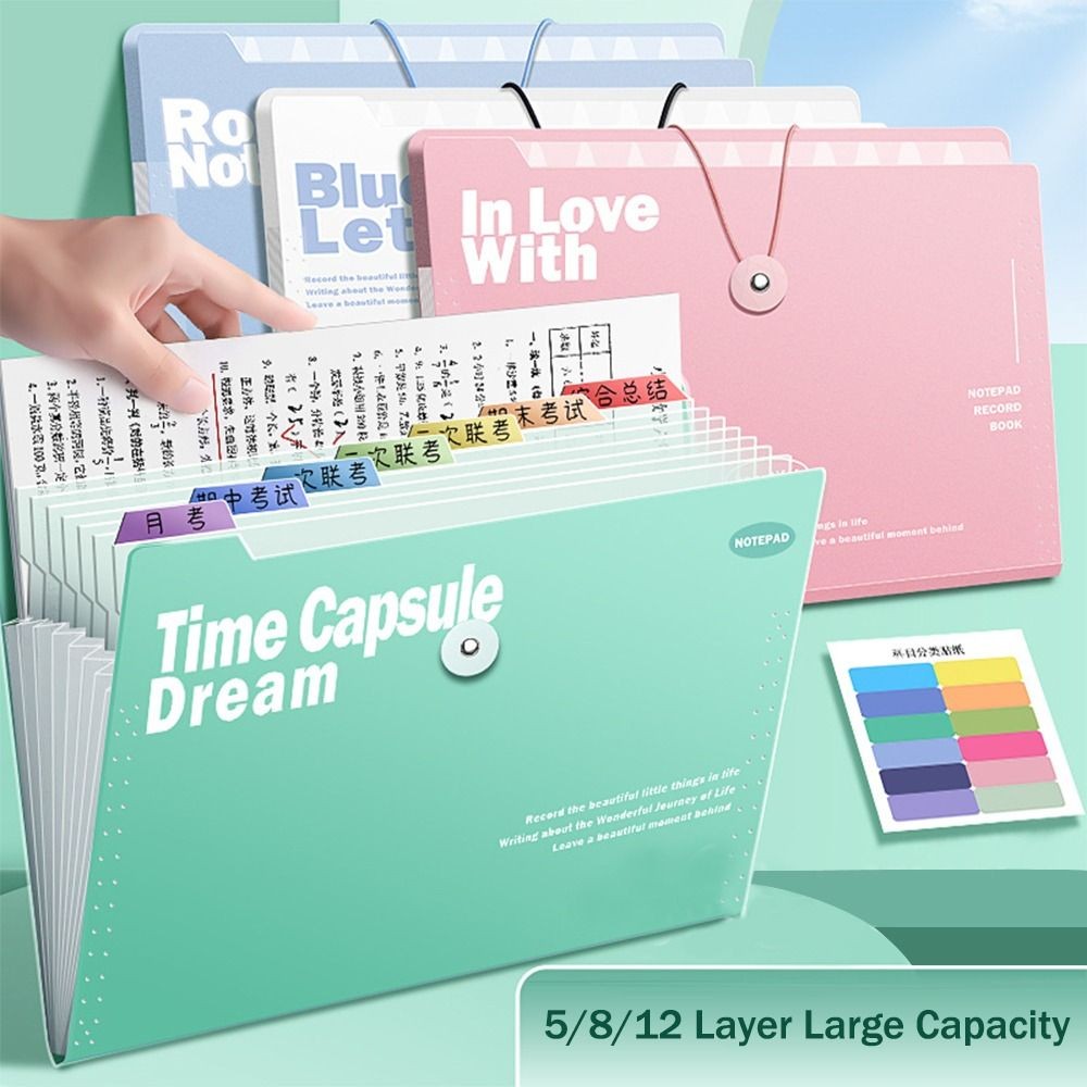 

Portable Waterproof File Organizer A4 5/8/12 Pockets File Folder Test Paper Storage Folder Classified Portfolio Organizer