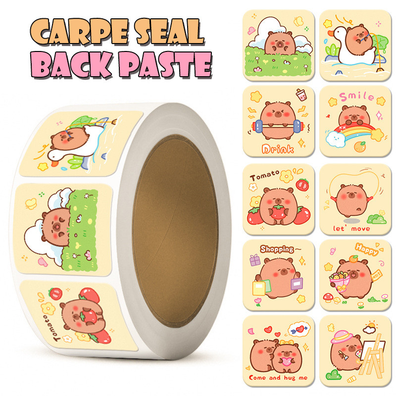 

COD❤️Stiker Segel Kapibara Lucu Stiker Label Kartun Stiker Gulung Dekoratif-CL