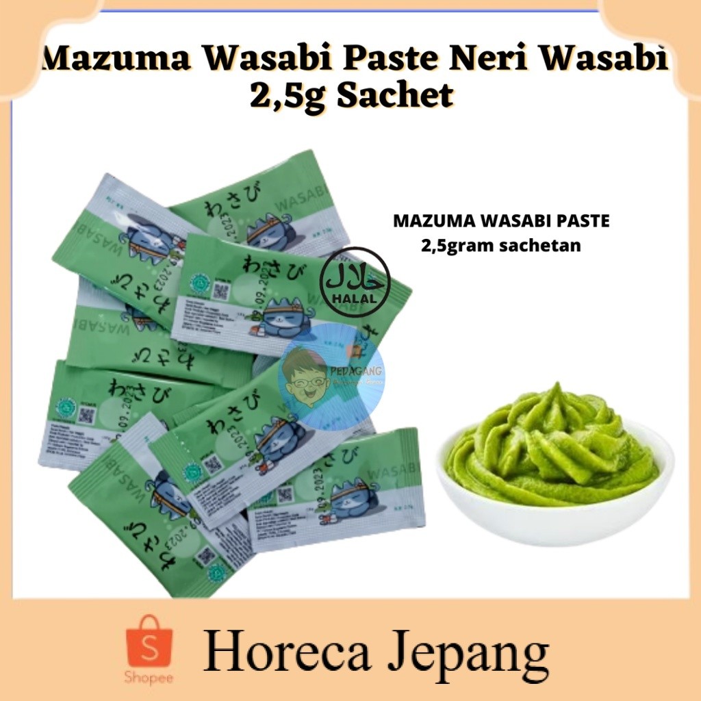

Mazuma Wasabi Paste Neri Wasabi Sachet 2,5gr / Wasabi Sachet / Wasabi HALAL MUI/ WASABI SACHET