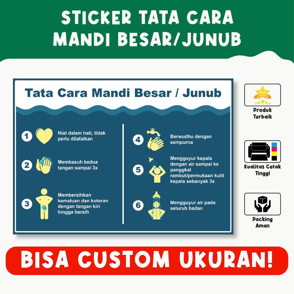 

Sticker Tata Cara Mandi Besar/Junub – Panduan Lengkap, Bisa Custom Ukuran
