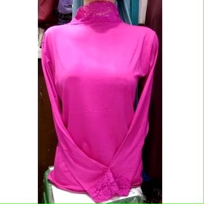 [[Girls Collection]] Manset Baju Dalaman Wanita Bahan Kaos Kombinasi Renda Brokat Kwalitas - Coklat,