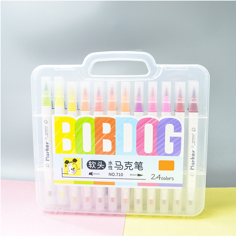 

24PCS Marker Color Water Based Marker Pen Washable Set Student Double Head Soft Head Color Art Supplies Watercolor Pen