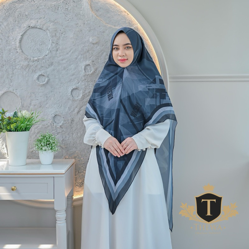 COD THEWA - HIJAB | KERUDUNG | KHIMAR | BERGO DIGITAL PRINTING “ARANI” Jumbo OVAL 2 LAYER