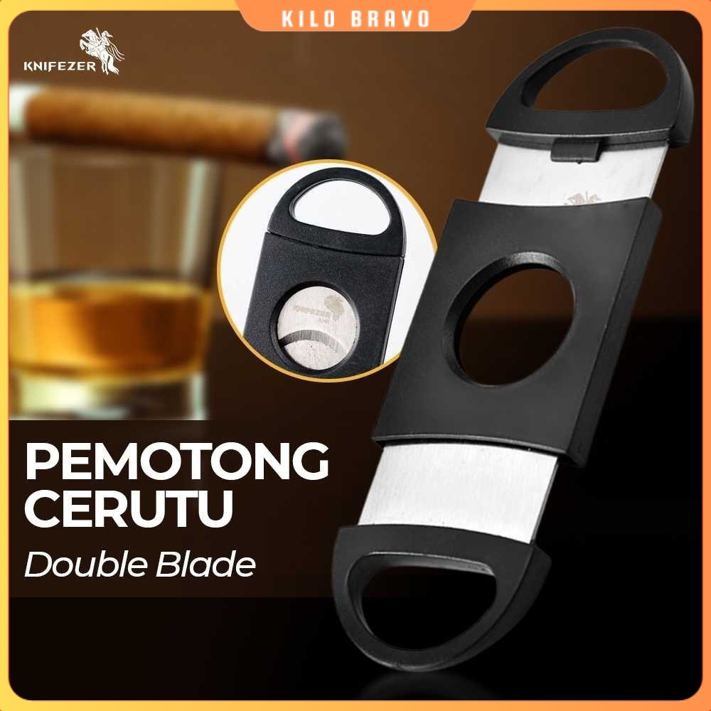 

KNIFEZER Pemotong Rokok Cerutu Cigar Cutter Double Blade - XJ-01