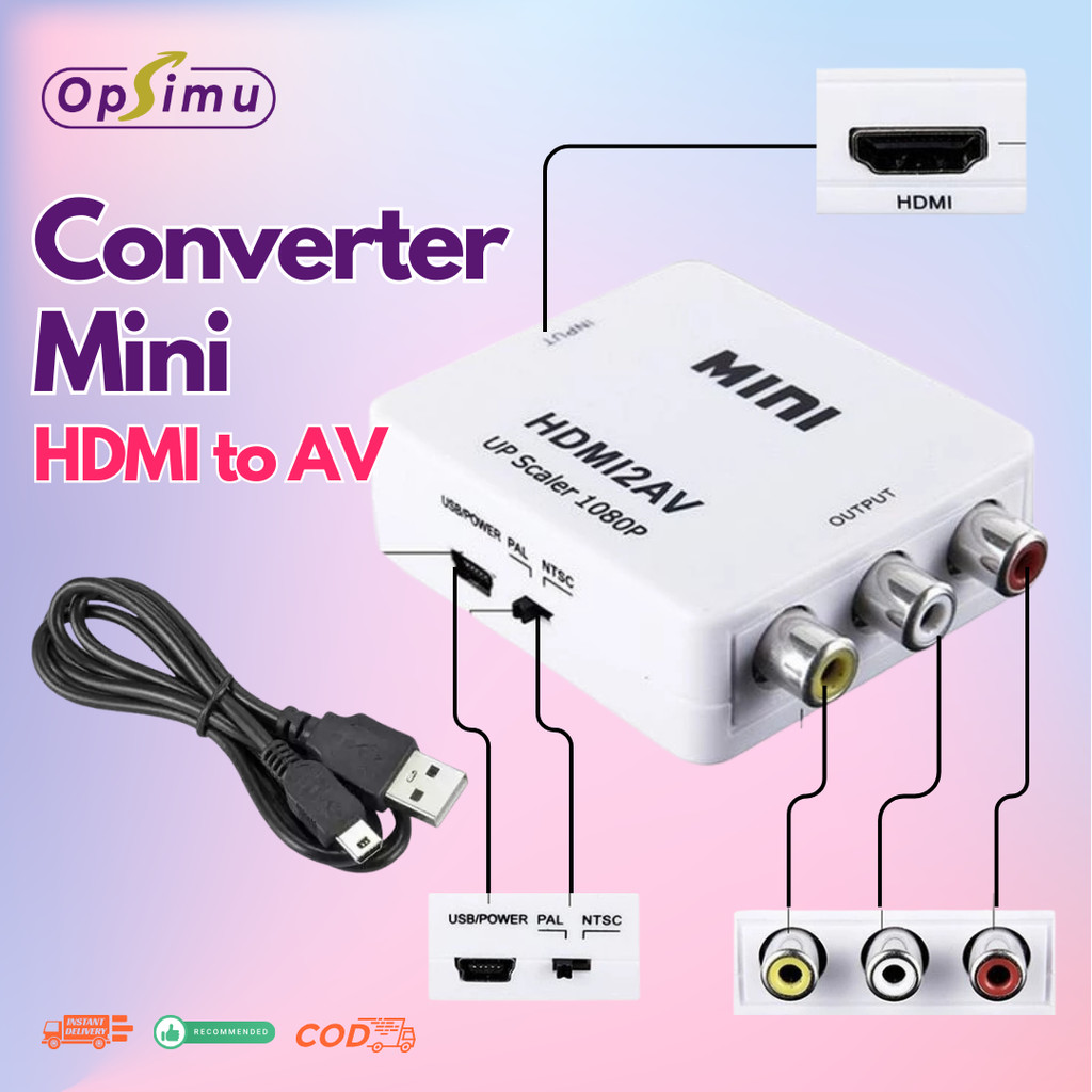 [MAKASSAR] HIRANESIA HDMI to AV RCA Converter Adapter MINI HDMI2AV ADAPTER MINI BOX HDMI2AV