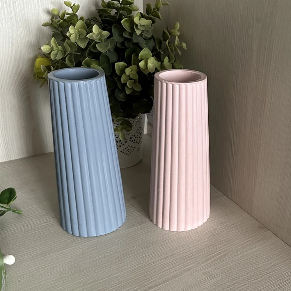 

Slender Tall Vase Silicone Molds DIY Handmade Striped Flowerpot Concrete Cement Gypsum Plaster Mould Bottle Making Silica Mold