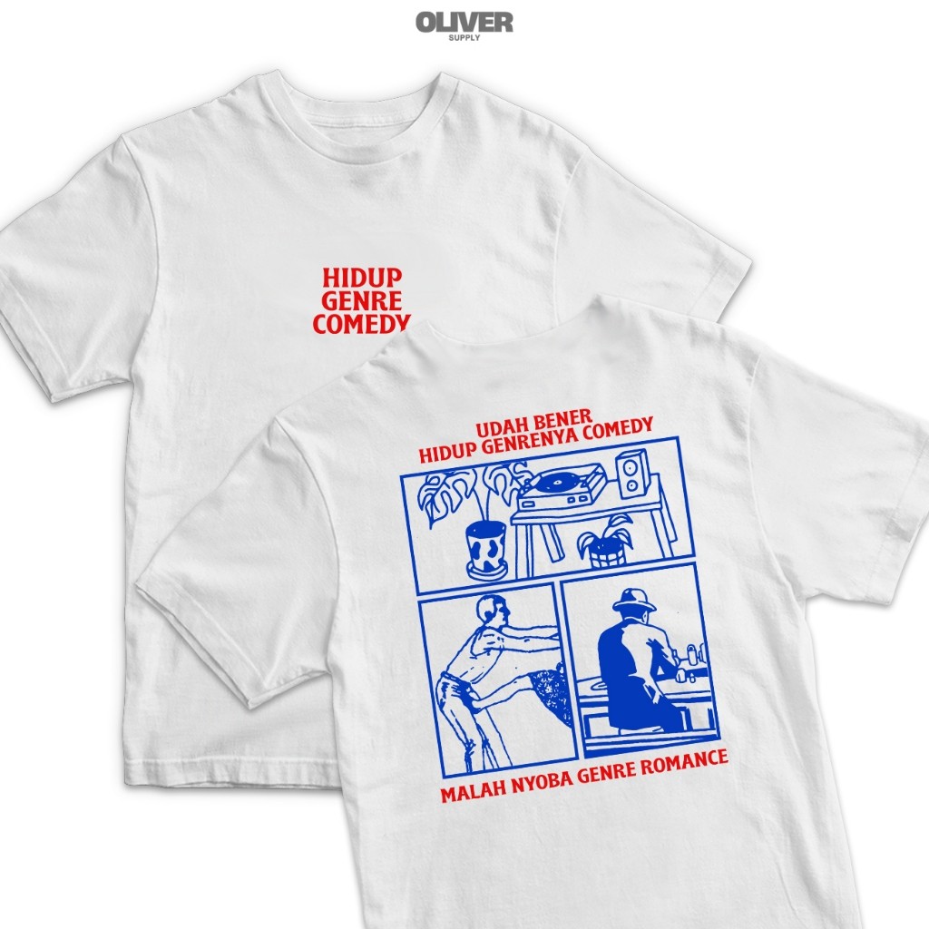 OLVR Kaos Kata Kata "Hidup Genrenya Comedy Malah Nyoba Romance" / kaos kata kata keren nyindir / kao