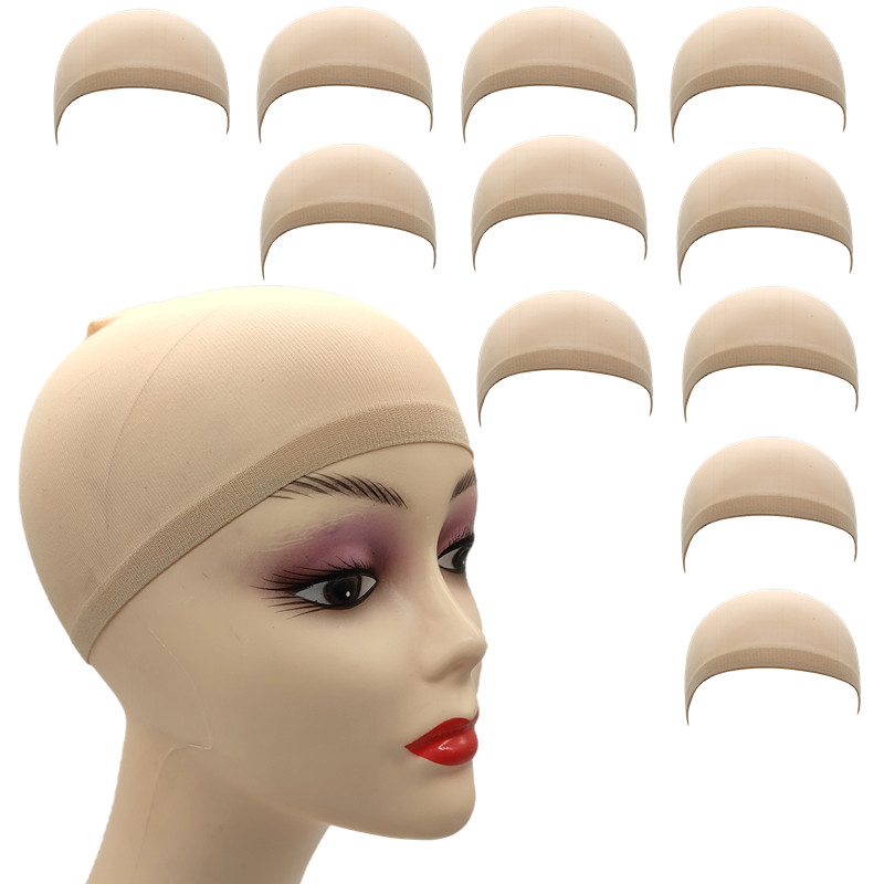 2pcs Top Stocking Wig Cap Hair Net For Weave Hair Wig Nets Black/Brown/Skin/Beige Stretch Mesh Wig C