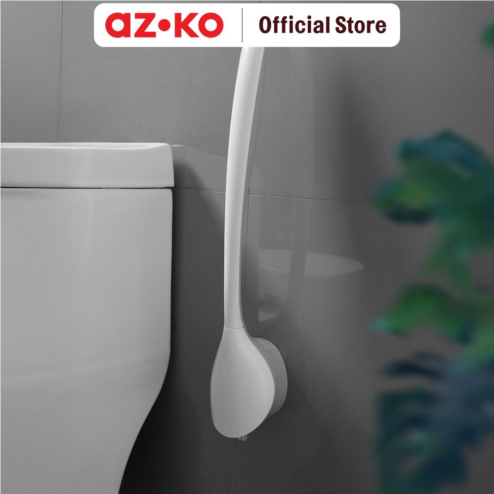 AZKO Stora Sikat Toilet Dengan Wadah - Putih/Abu-Abu Bathroom Brush Sikat Wc Serbaguna Alat Kebersih