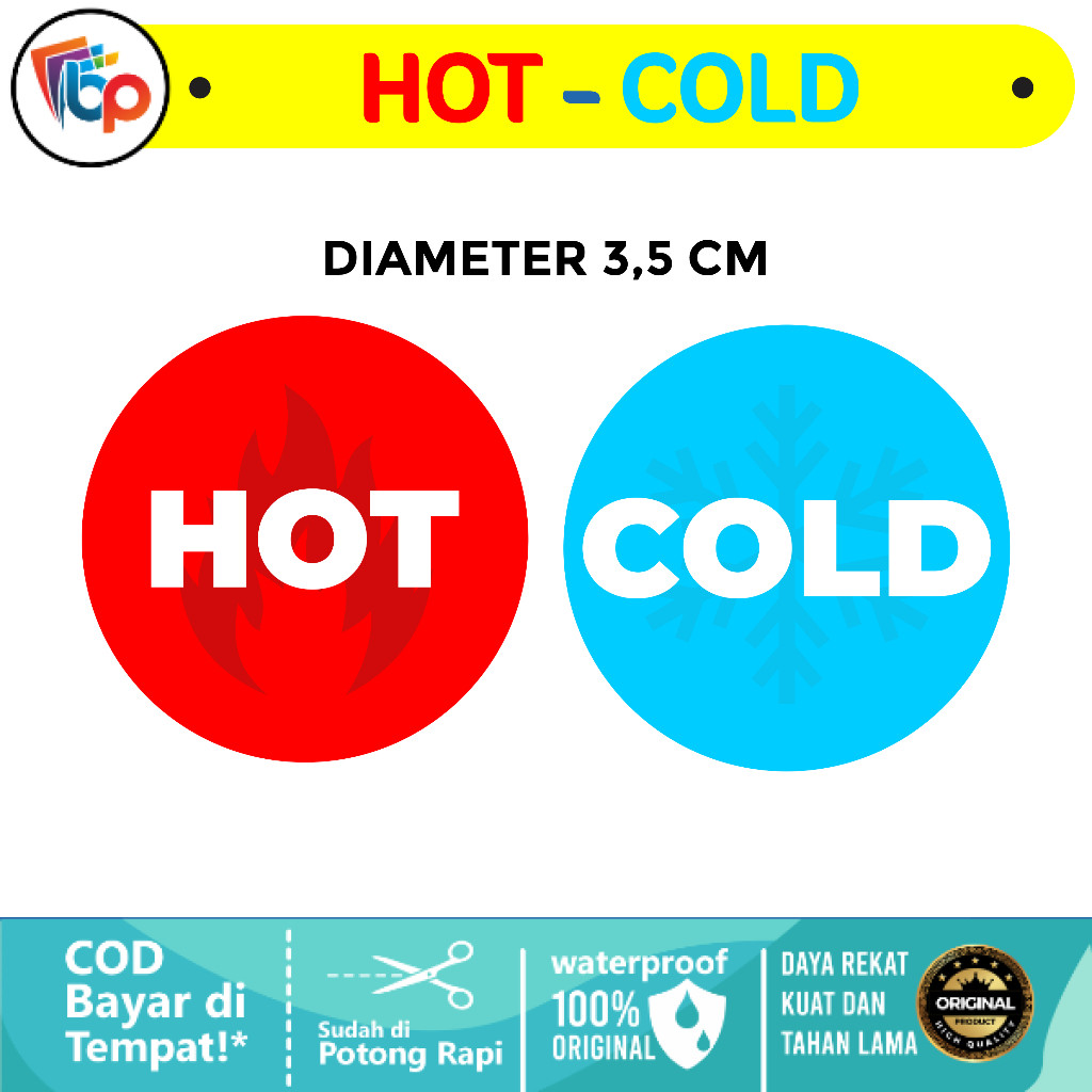 

Stiker / Waterprof Hot & Cold Bulat (dijual Sepasang) Glossy + Cut
