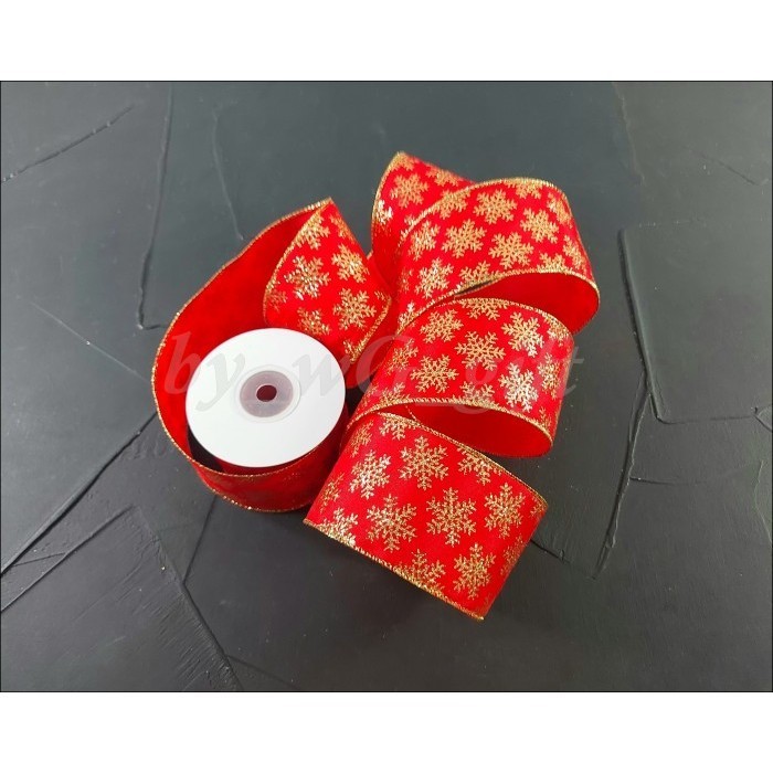 

Pita Natal -Merah Snowflakes Gold; Lebar 6.3 cm ; Panjang 10 yard