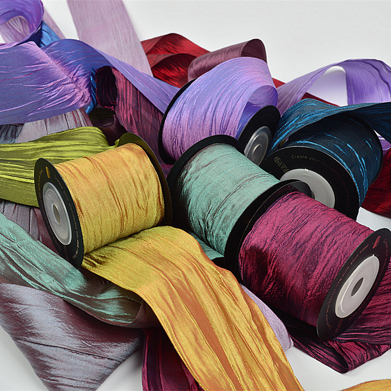 

91cm/roll 5cm Pleated Satin Ribbon For DIY Artificial Silk Roses Crafts Supplies Sewing Ribbon Accessories Scrapbooking Material