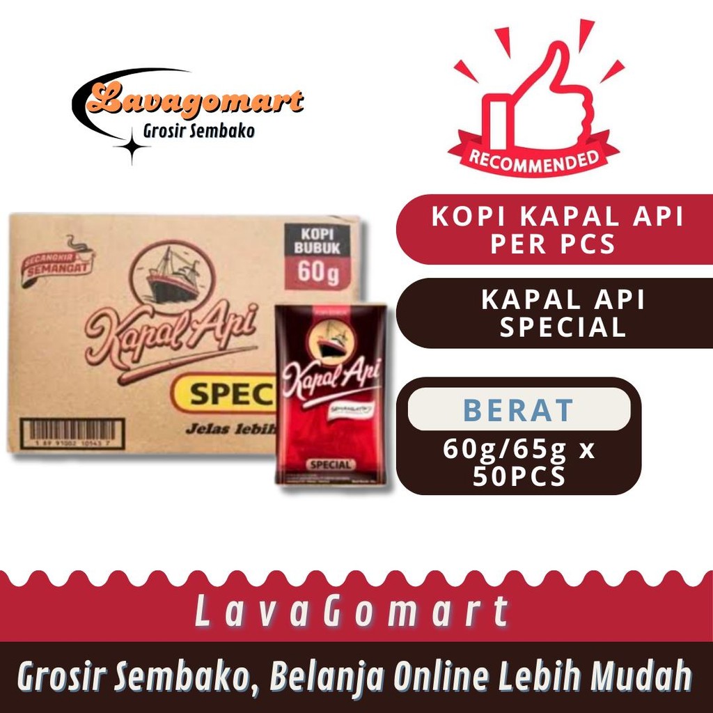 

KAPAL API KOPI BUBUK SPECIAL PCK 65/60g - 1DUS - LAVAGOMART - BANDUNG