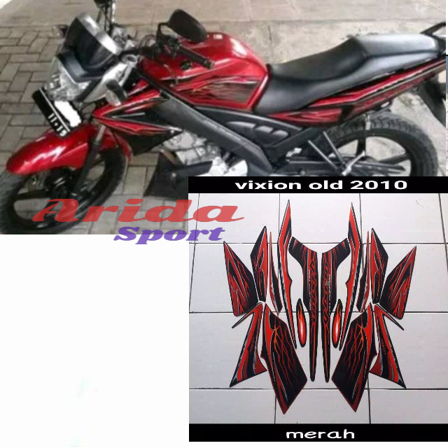 Striping sticker lis body yamaha vixion old lama 2010 2011 merah hitam stiker motor vixion motif sta