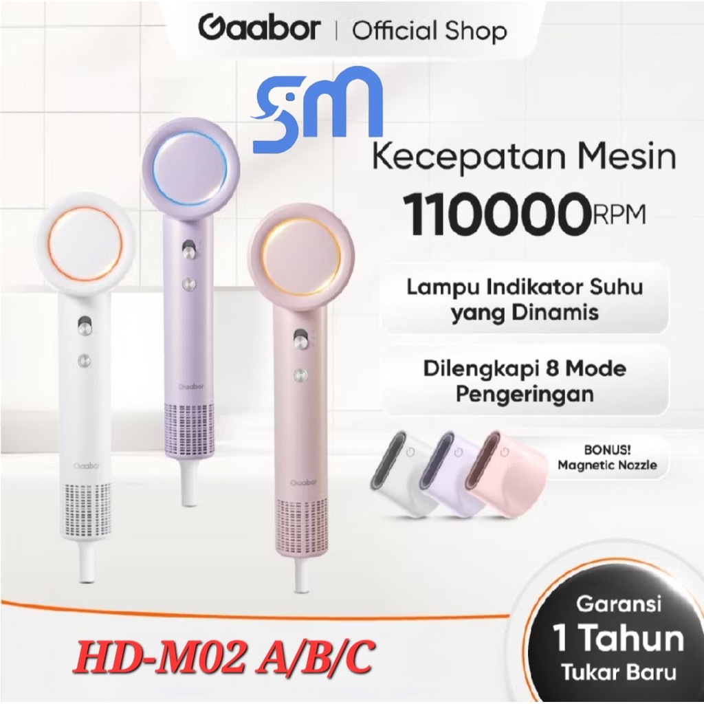 Hair Dryer Gaabor HD-M02 pengering rambut High Speed Ionic HDM02 110.000 rpm