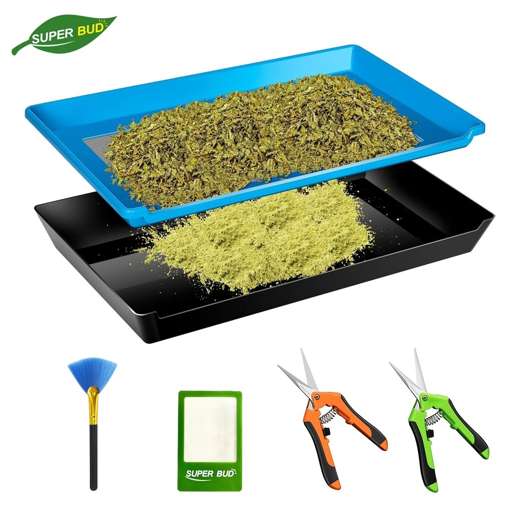 

Trim Tray Durable Premium Quality Set w/ 2-Tier Tray, 150 Micron Screen Tray ABS Trimming Tray Trim Bin Set for Buds and Herb