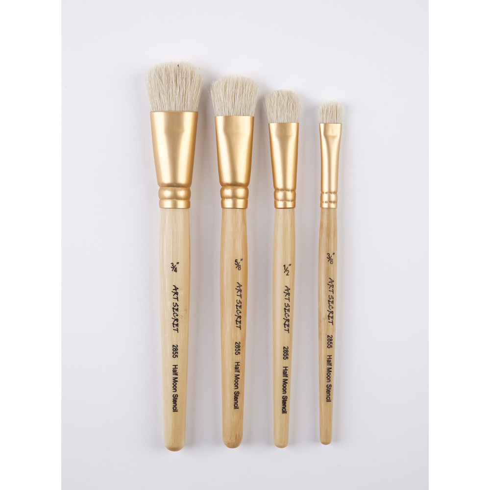 

ArtSecret New Arrival 2855 Stencil Oil Brush Set White Bristle Hair Wooden Handle Acrylic Paints Stationery Art Supplies