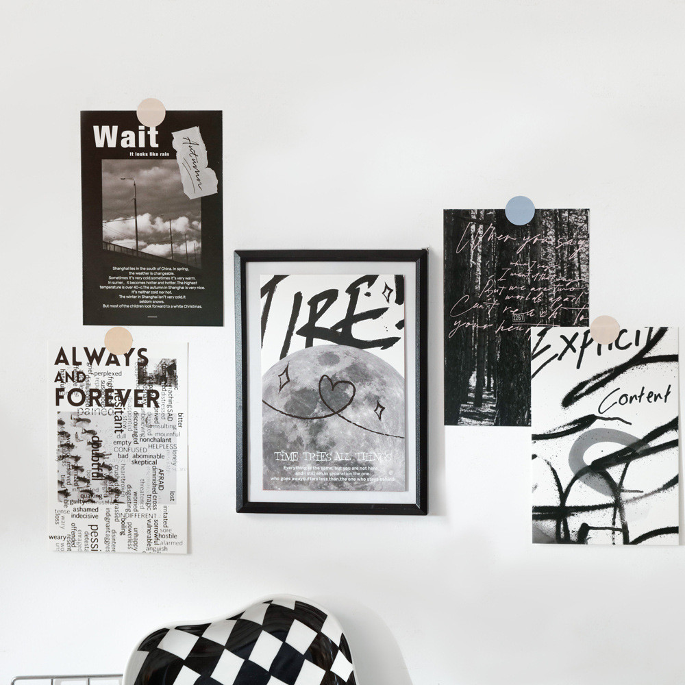 

Ins Black Tone Personal Retro Niche Advanced Sense Photo Props Room Background Wall Diy Decorative Card 30 Sheets
