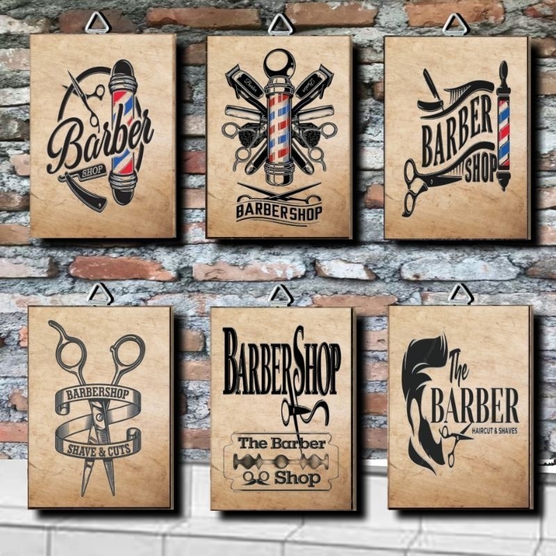 LOGO BARBERSHOP KAYU MDF HIASAN DINDING